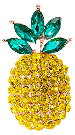 Legierungs-Intarsien-modische Ananas-Art-Brosche High-End-Karikatur-Anti-Streuknopf-Corsage-Kleidungszubehör Brosche Eiskristall (Yellow, One Size)