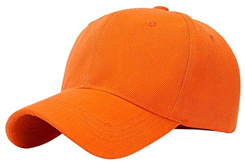 Kangqifen Herren Damen Einfache Einfarbiger Baseball Caps Kappe Mütze mit Klettverschluss Mehrfarbige Optionen Orange