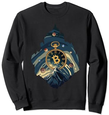 Bitcoin Uhr Berge Planeten Hodler Kryptowährung BTC Logo Sweatshirt