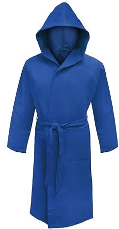 Puraluna Accappatoio in morbida Microfibra, con Cappuccio, borsetta esterna, unisex (XL, BLU ROYAL)