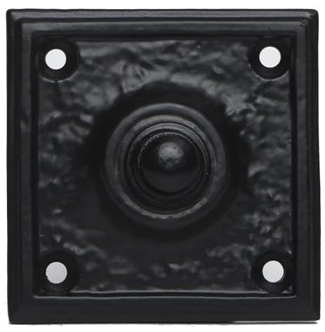 Skandh Iron Doorbell Chime Push Button Black Powder Coated Vintage Decorative Door Bell with Easy Installation 2.5 X 2.5 Inch