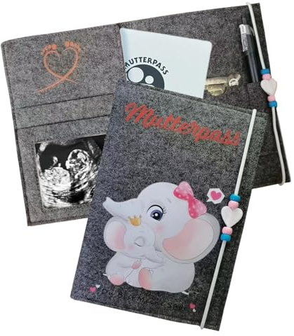 Mutterpasshülle aus Filz,Premium Mutterpasshülle,Mutterpass Hülle Ultraschallbilder Aufbewahren,U Heft Hülle und Impfpass Personalisiert - Geschenk für Schwangere & Werdende Mütter (Schwarzer)