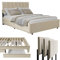 Juskys Samt Polsterbett Soria 140x200 cm mit Lattenrost & Schubladen - modernes Bett - Kopfteil höhenverstellbar - Jugendbett - Doppelbett Beige