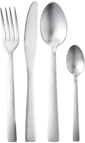 San Ignacio 24-teiliges Besteckset (6 Löffel + 6 Gabeln + 6 Messer + 6 Teelöffel) aus mattem Edelstahl