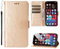 Anshow for iPhone 13 Case Wallet with Wrist Strap, Flip Leather Case with Cards Holder Phone Case with Kickstand Cover for iPhone 13, Gold