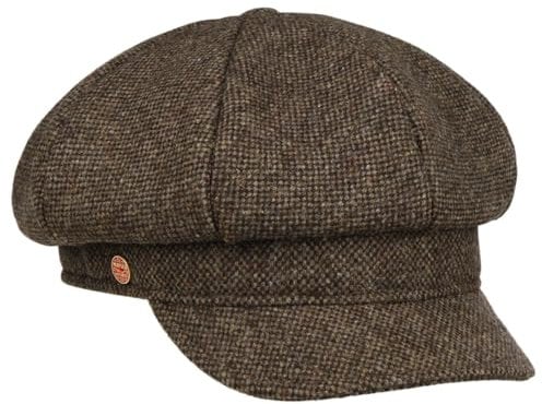 Mayser Coco Tweed Ballonmütze Schirmmütze Baker-Boy-Mütze Newsboy-Mütze Damencap Damen - Made in The EU mit Schirm, Futter, Futter Winter Herbst-Winter - M (57-58 cm) Dunkelbraun