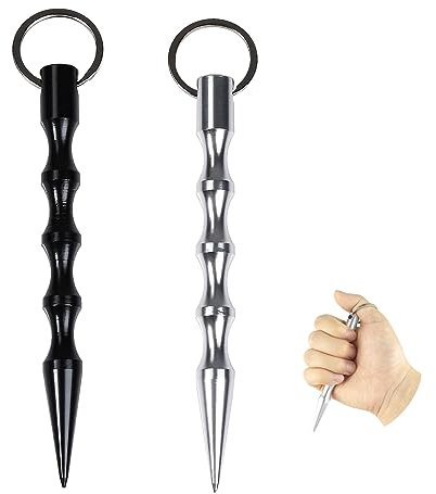 TENGEE 2 Stück Self Defense Keychain,Selbstverteidigung,Selbstverteidigungs-Schlüsselanhänger Schwarz-Weiß,Selbstverteidigung Waffen Legal,Schlagring,Self Defense,Glasbrecher & Schlüsselanhänger