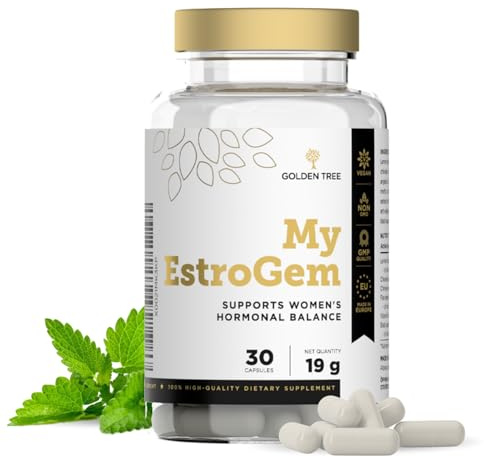 Golden Tree My EstroGem, 30 Capsules | Complex with Lemon Balm, Chlorella, Angelica, Flaxseed, Vitamin B6 & Black Pepper