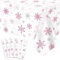 FVEOCR 4Stück Weihnachten Rosa Schneeflocke Tischtuch Schneeflocke Xmas Party Schneeflocke Tischtuch Weihnachten Tischdekorationen Winterurlaub Party Versorgung 130X220 cm