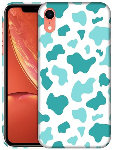 GlamCase for iPhone XR, iPhone XR Case - Cow Skin Baby Teal Print Design Printed Slim & Sleek Cute Hard Plastic Snap on Protective Designer Back Phone Case/Cover for iPhone XR