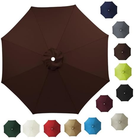 Parasol de terrasse 6,6 pieds/7,5 pieds/9 pieds/10 pieds, protection UV, housse supérieure de rechange, 6/8 baleines, parasol de table d'extérieur, de marché, de cour, toile de rechange(Coffee,6.5FT(6