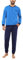 Bresdk Schlafanzug Herren Lang Warm 2-teilige Nachtwäsche Winter Pyjama Set mit Taschen Himmelblau Blau M