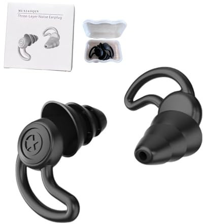 HTWODE Quiet 2 Ohrstöpsel, Ultrabequeme-40 dB-wiederverwendbare, geräuschreduzierende Ohrstöpsel für Schlaf, Konzentration, Reisen, Geräuschempfindlichkeit (Schwarz, erwachsene)