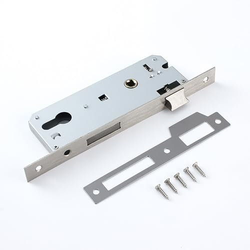 Serrure à mortaiser en acier inoxydable, Serrure tubulaire à mortaise étroite de 85 mm - Serrure de porte tubulaire DIN droite et gauche de 35 mm - Cylindre profilé et serrure de porte à cadre tubulai