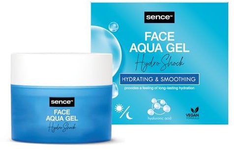 Sence Hydro Shock Aqua Gel 2 In 1 Tagescreme und Nachtcreme, Gesichtscreme Mit Hyaluronsäure & Glycerin, Vegan Beauty Face Care, Gesichtspflege Hyaluron, 1er Pack (1 x 50ml)