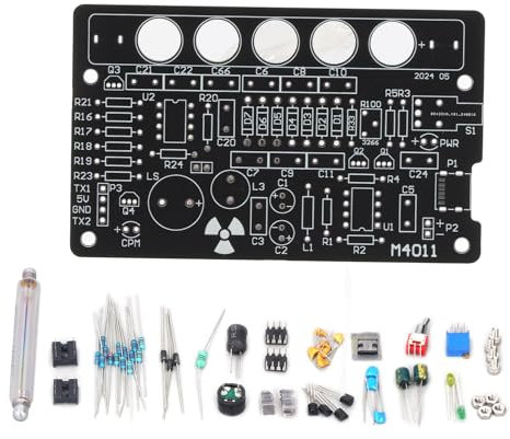 DIY Geigerzähler Teile Kit Strahlungsdetektor Modul Ton und Licht Alarm zur Erkennung weiß