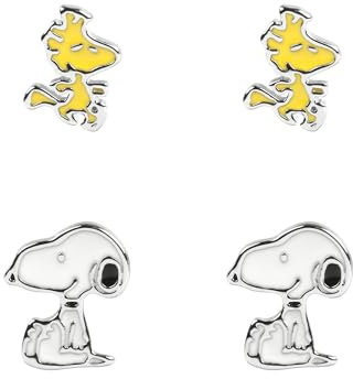 Snoopy & Woodstock Ohrstecker-Set, Einheitsgröße, Messing, Kein Edelstein