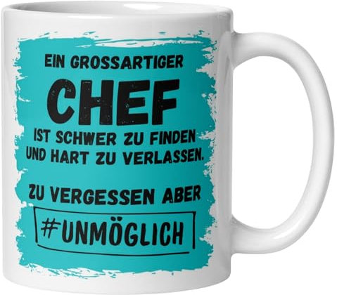 Chef Tasse | Ein großartiger Chef – Unmöglich zu vergessen | Geschenk für Chef | Lustige Tasse mit Spruch | Witzige Geschenkidee Teamleiter Projektleiter Geschäftsführer Abteilungsleiter