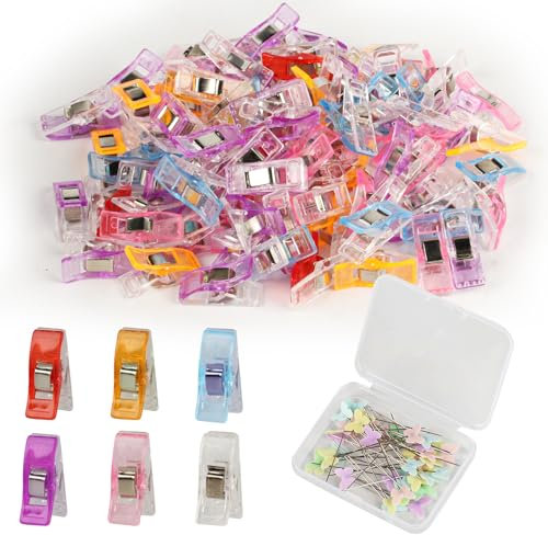 140 mollette da cucito in tessuto per cucito, accessori da cucito, accessori da cucito, clip per cucire in plastica, accessori per macchine da cucire, clip multiuso multicolore per trapuntatura