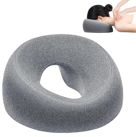 Zyiphor Coussin Massage Visage en Mousse à Mémoire, Oreiller de Massage Facial avec Trou Respirant - Forme U Confortable pour Table de Massage, Spa, Salon de Beauté - Gris Foncé