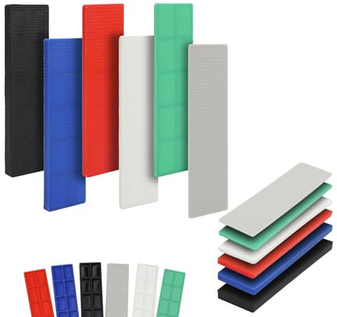 96 Stück Unterlegplatten Kunststoff 100 x 28 mm x 1-6 mm Abstandshalter Kunststoff Distanzklötze Abstandhalter Unterlegplättchen für Fenstereinbau Fliesenverlegung, Mehrfarbige