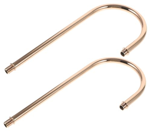 ULTECHNOVO 2pcs Curved Threaded Lamp Tubes M10 Bent Stem Accessories for Wall Lamp Repair Corridor Lighting Fixture Rods Replacement Parts 215mm French Gold