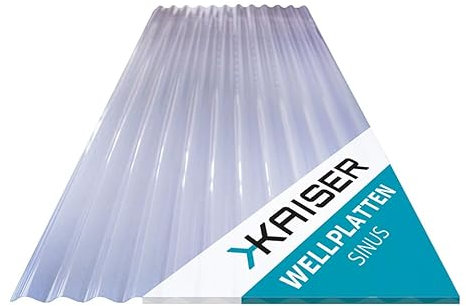 KAISER plastic® Wellplatten Klar | Wellplatten Dach, Welldach Kunststoff | Dachplatten wetterfest | Überdachung | Sinus 76/18 – 90 x 200 cm | 5 Stk.