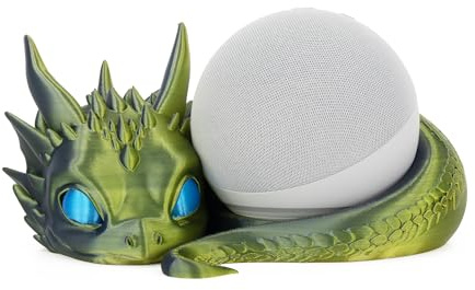 Costume Wizard Dragon Ständer für Echo Dot 4./5th Gen, 3D Printed Dragon Amazon Echo Desktop-Lautsprecher, Halterung für Echo Dot 5th Gen Echo Dot 4th Gen, Made in USA (Grün Lila)