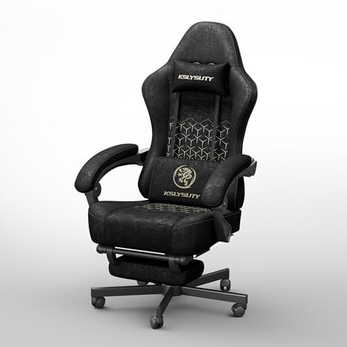 Kslysuty Gaming Chair Breathable Leather with Pocket Spring Cushion, High Ergonomic Office Chair with Headrest,Computer Gaming Chair with Footrest for Adult and Teen