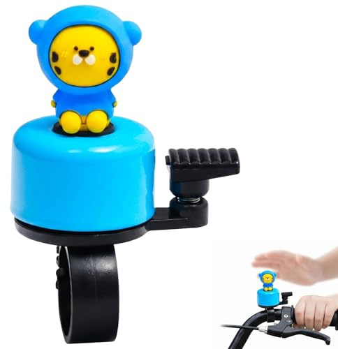 Fahrradklingel Kinder Jungen Mädchen, Cartoon Blau Tiger Motiv Fahrradglocke Laut & Hell für Kinderfahrrad Laufrad Roller MTB Mini Fahrrad Klingel Zubehör