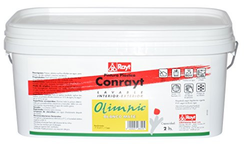 Rayt 268-20 Conrayt Olimpic: Pintura plástica blanca monocapa para interior y exterior de acabado mate, excelente rendimiento, cubrición y blancura, 2L