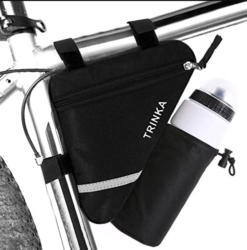 Wommty Fahrradtasche für Vorderschlauch, mit reflektierenden Streifen, Vordertasche mit Wasserflaschentasche