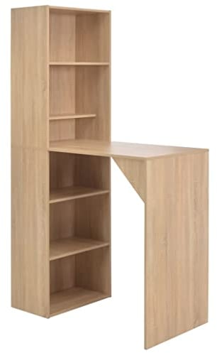 vidaXL Bartisch mit Schrank Bartresen Stehtisch Tisch Tresentisch Bistrotisch Küchentheke Frühstückstisch Küchentisch Eichenoptik 115x59x200cm
