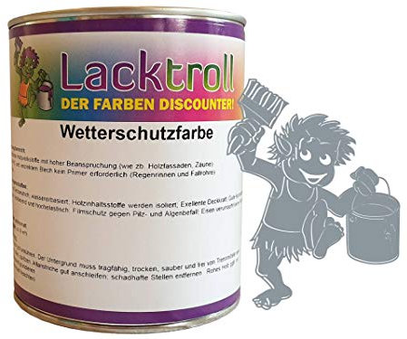 Lacktroll Wetterschutzfarbe Silbergrau RAL 7001 Gebindegröße 2,5 Liter