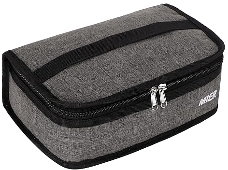MIER Lunch Box Bag Aufbewahrungstasche für Lebensmittel Kühltaschen Insulated Travel Kit für Damen und Herren, Grau