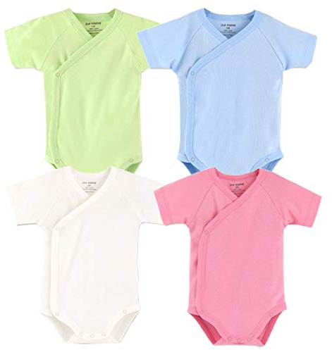 Blueleyu Unisex-Baby Kurzarm Onsies Baumwolle Baby Body Pack Cardigan Onsies Säuglinge, Blau/Weiß/Rot/Grün, 3-6 Months