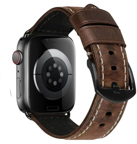 MroTech Cinturino Compatibile per Apple Watch 49mm 45mm 44mm 42mm,Cinturini di Ricambio per iWatch SE/Ultra Serie 9 8 7 6 5 4 3 2 1 Bracciale Vera Pelle Cinghie Banda 49/45/44/42 mm,Textue caffè