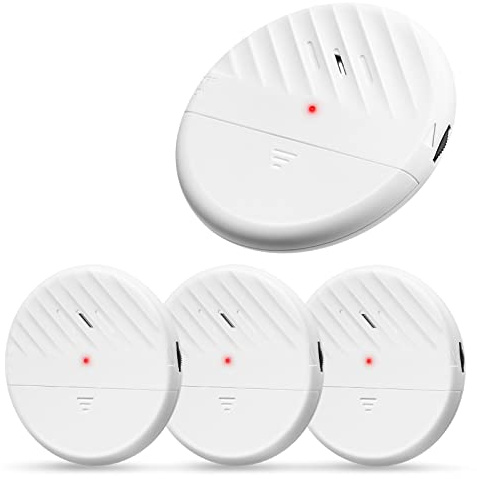 WSDCAM Glass Break Sensor Alarm 125dB Ultra-Slim Wireless Glass Break Detector Window Alarm Vibration Sensor for Home Window and Door Security - 4 Pack