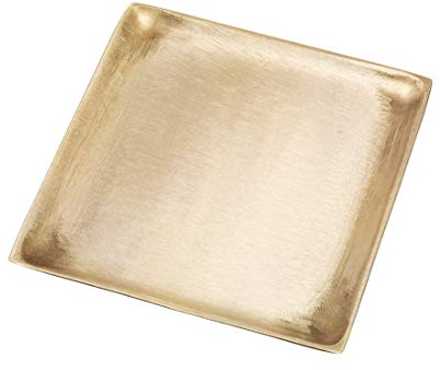 NKlaus piatto quadrato 11x11 cm ottone massiccio oro piattino decorazione candele lanterne candele pilastro battesimo matrimonio comunione 4163