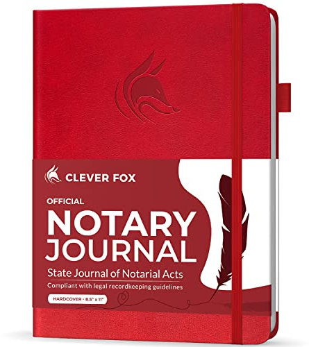 Clever Fox Notary Journal - Notary Public Journal of Notarial Acts - Hardcover Notary Log Book - Notary Supplies - 612 Record Einträge, nummerierte Seiten, Hardcover, 8.5x11″ (Rot)