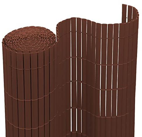 Lospitch Canisse en PVC Brise Vue, Palissade en PVC extérieur avec Lattes renforcées, Tapis d'intimité en PVC pour Balcon, revêtement de Jardin e terrasse, résistant aux UV, Brun, 80 x 400 cm