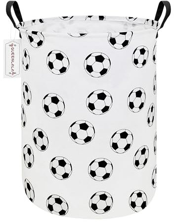 QUEENLALA Großer Aufbewahrungskorb, Wäschekorb, Badezimmer, Heimdekoration, zusammenklappbar, rund, für Jungen und Mädchen, Boxen, Kleidung (runder Fußball)
