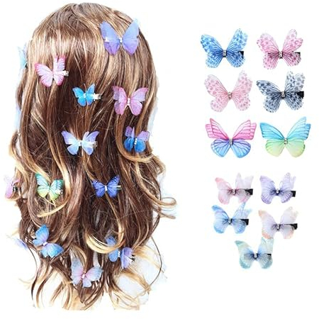 3D Schmetterling Haarspange,Funkeln Haarspangen 11 Stück Schmetterling Haarclips Damen Mädchen Kinder Haar Clips Set für Jugendliche Damen Haarschmuck