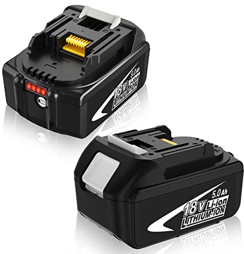 Moticett 2 pièces 18V Batterie Remplacement pour Batterie 18V 5.0Ah Compatible pour Batterie BL1850B BL1860B BL1840B BL1830B BL1820 BL1815 BL1825 BL1835 BL1845 194205-3 194309-1 LXT-400