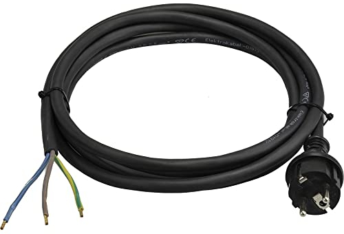 Anschlussleitung Zuleitung Gummi mit Konturenstecker H07RN-F 3-polig 3x2,5mm2 Gummikabel Schwarz 3G2,5 Stromkabel Baustellenkabel Verbindungskabel Ölbeständig IP44 (5,0 Meter)