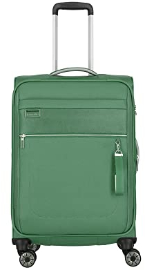 Travelite Reisekoffer mittelgroß mit Dehnfalte, nachhaltig, 4 Rollen, MIIGO, Weichgepäck Trolley aus recyceltem Material, TSA Schloss, 67 cm, 61-66 Liter