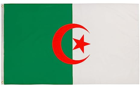 PHENO FLAGS Bandera de Argelia - Bandera argelina 90 x 150 cm con ojales de latón - Bandera nacional resistente a la intemperie para asta - 100% poliéster