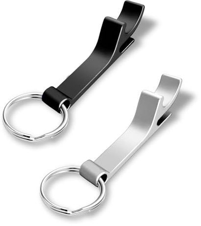 2 Stücke Flaschenöffner Schlüsselanhänger Metall,Bieröffner schlüsselanhänger Personalisiert,Bottle opener keychain,Beer opener keychain für Familie Camping Parteien (Black White)