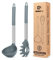 Silicone Pasta Fork and Ladle Spoon Set, Large Non Stick Kitchen Utensils for Cooking,Stirring,Serving Spaghetti, Soup, Sauce(Gray)