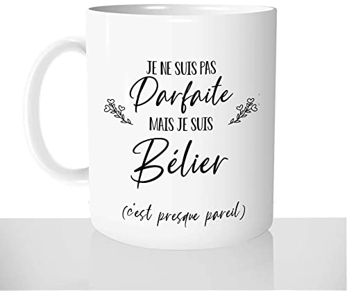 Mug-Cadeau Je Ne Suis Pas Parfaite Je Suis Bélier - Tasse Idée Cadeau Original Femme Signe Astrologique Noël Anniversaire